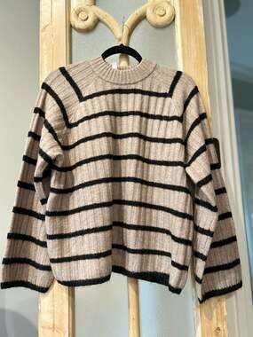 B.Young Marianne Jumper String Mix Size M Striped Knit Sweater